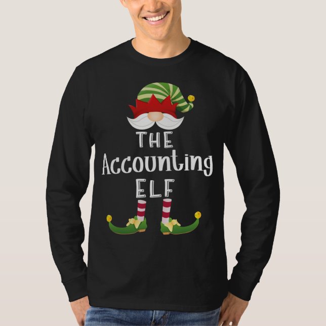 Accounting Elf Christmas Funny Pajama Party T-Shirt (Front)