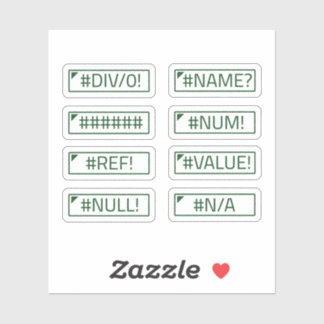 Accounting Excel Errors Messages Bundle Pack of 8 Sticker