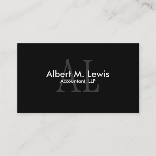 Accounting Financial Business Card Black Monogram