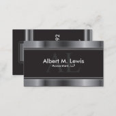 Accounting Financial Business Card Silver Monogram (Front/Back)