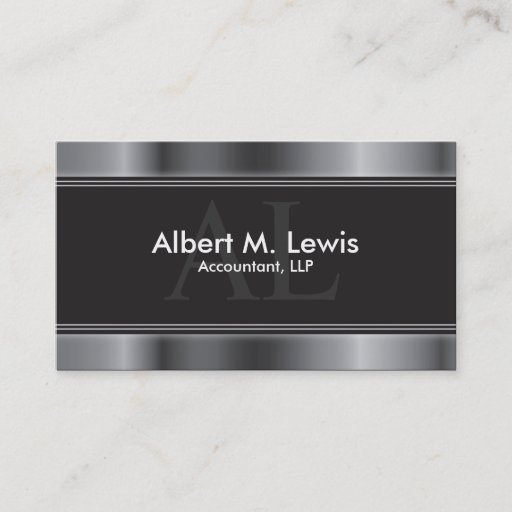 Customizable Accounting Financial Business Card Silver Monogram