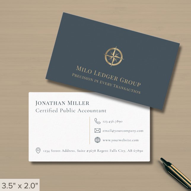 Accounting Firm Compass Logo Business Card (Creator Uploaded)