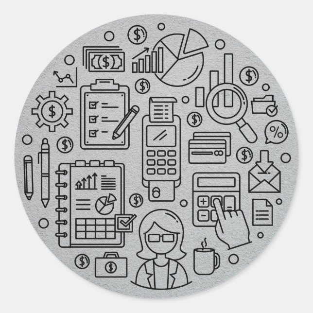 Accounting Illustrations Classic Round Sticker (Front)
