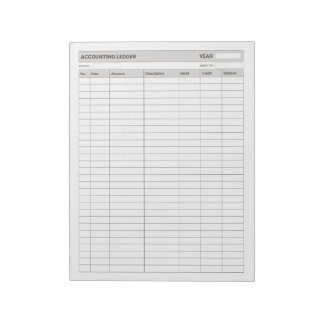 Accounting Income Expense Ledger  Notepad