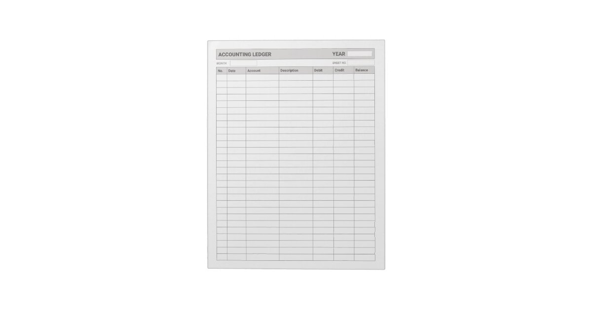 Accounting Income Expense Ledger Notepad | Zazzle