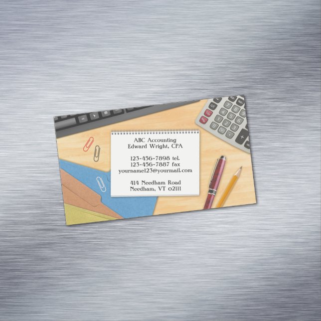 Accounting Office Desk Business Card Magnet (In Situ)
