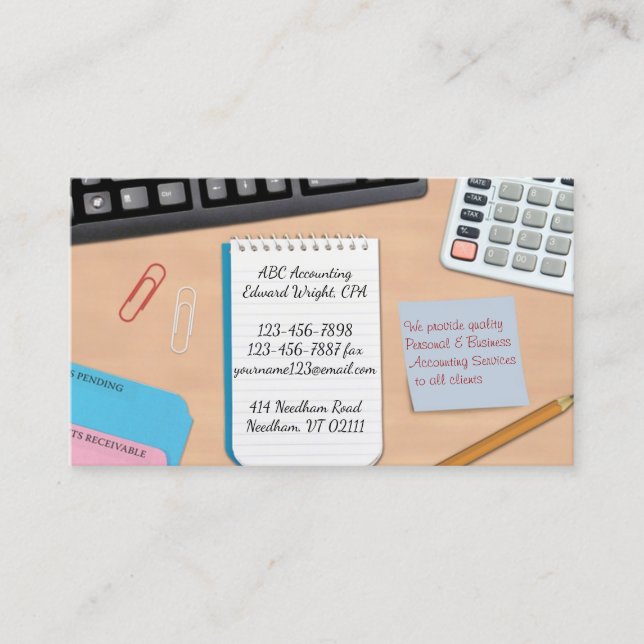 Accounting Office Work Business Card (Front)