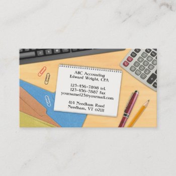 Accounting Office Work Desk Business Card by all_items at Zazzle