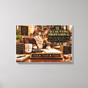 Accounting Professional Cat Office Canvas Wall Art