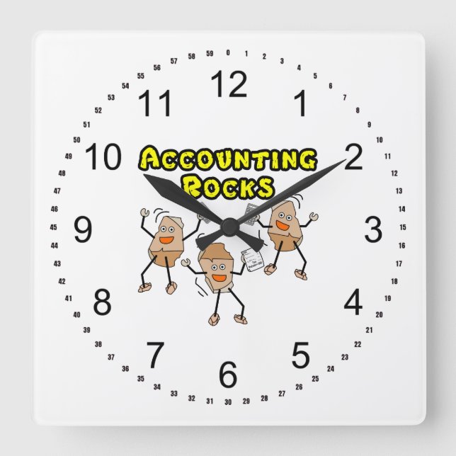 Accounting Rocks Square Wall Clock (Front)