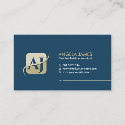 Accounting Services Monogram _ Blue and Beige Business Card