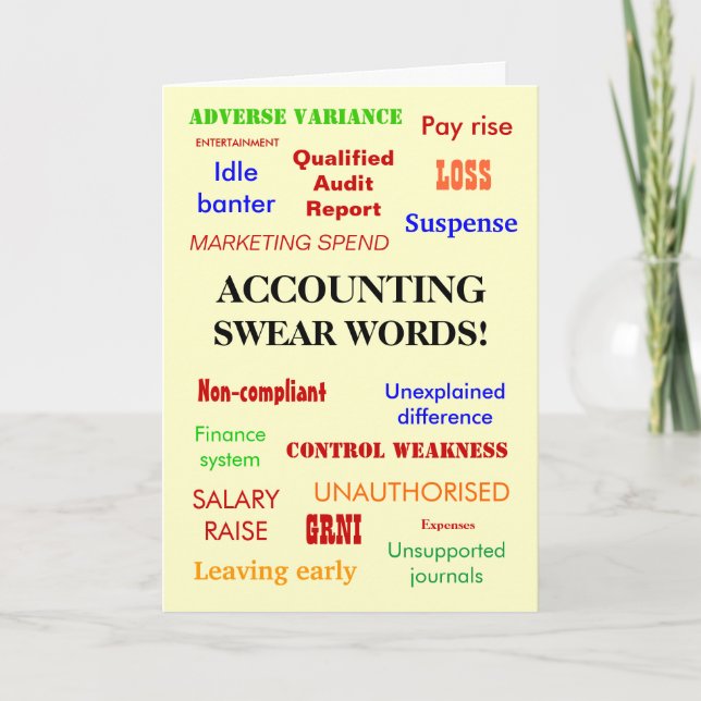 Accounting Swear Words | Accountant Birthday Humor Card (Front)