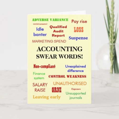 Accounting Swear Words  Accountant Birthday Humor Card