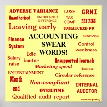 Accounting Swear Words! Black 'n' Red Poster by accountingcelebrity at Zazzle