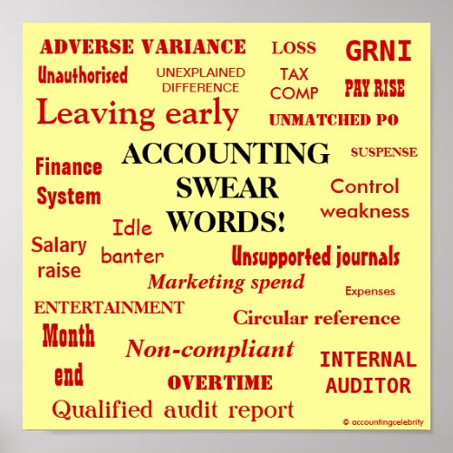 ACCOUNTING SWEAR WORDS Black n Red Poster