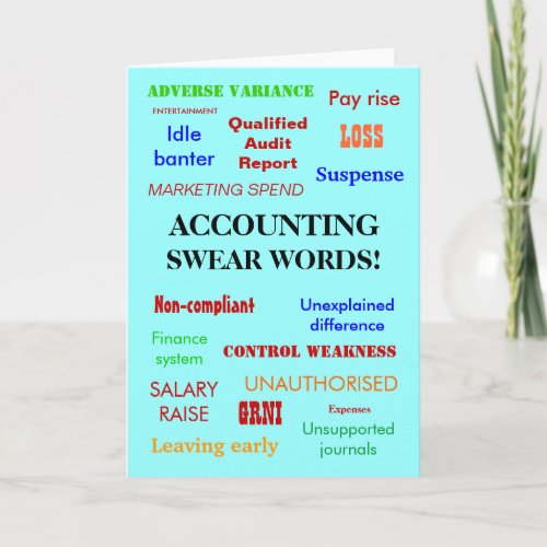 Accounting Swear Words Blank Greeting Card