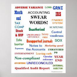 ACCOUNTING SWEAR WORDS Finance Office Humor Poster