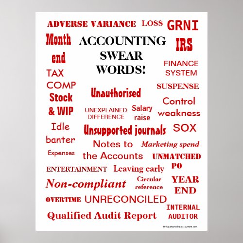 Accounting Swear Words _ Humorous Wall Poster