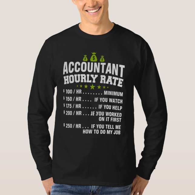 Accounting - Vintage Accountant Hourly Rate T-Shirt (Front)