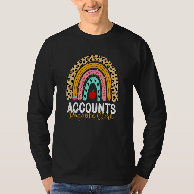 Accounts Payable Clerk Leopard Rainbow Accounting  T-Shirt (Front)
