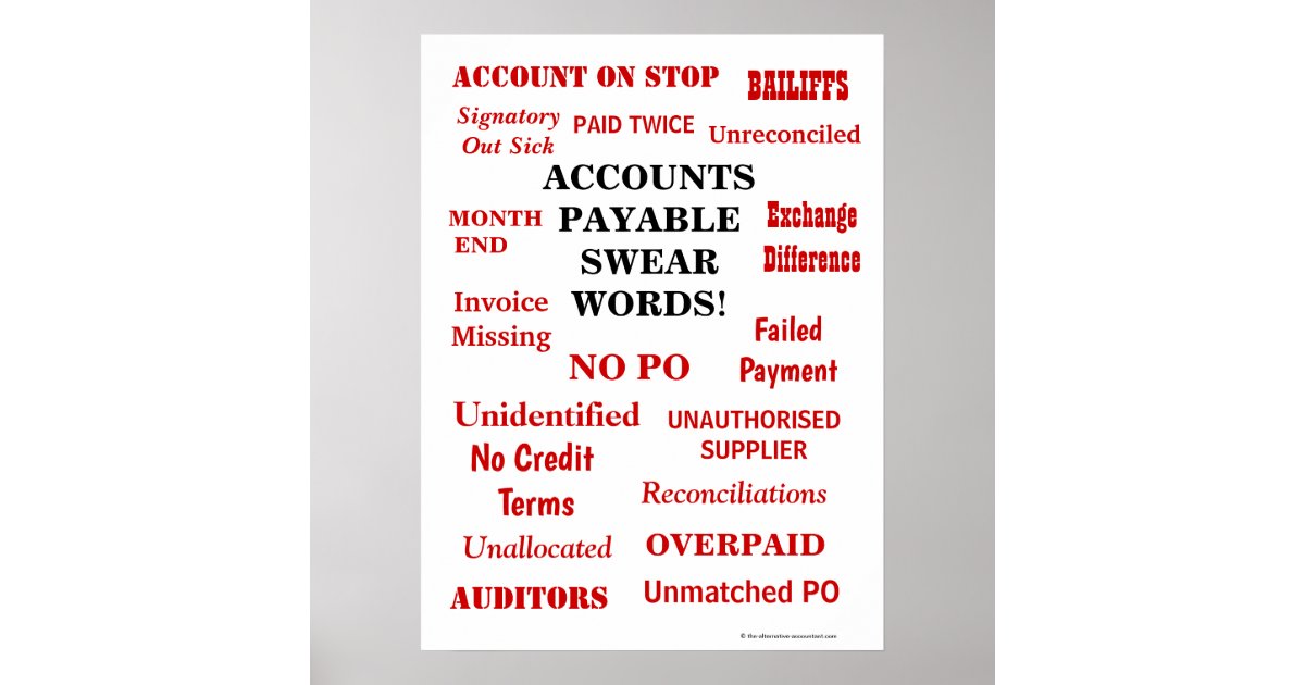 Accounting Swear Words PRINTABLE Accountant Poster Print 