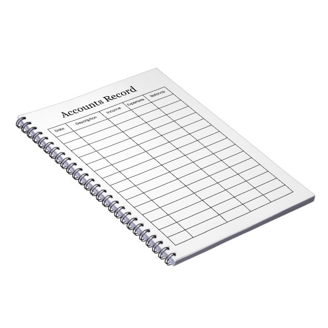 Accounts Record Notebook Ledger (Right Side)