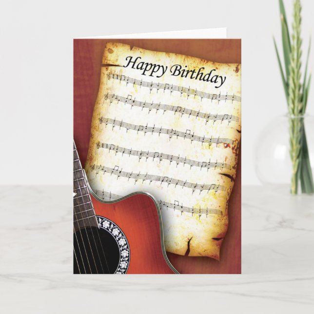 Accoustic Guitar Birthday Card (Front)
