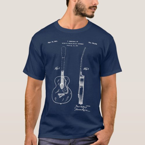 Accoustic Guitar Patent al Guitar Art Blueprint T_Shirt