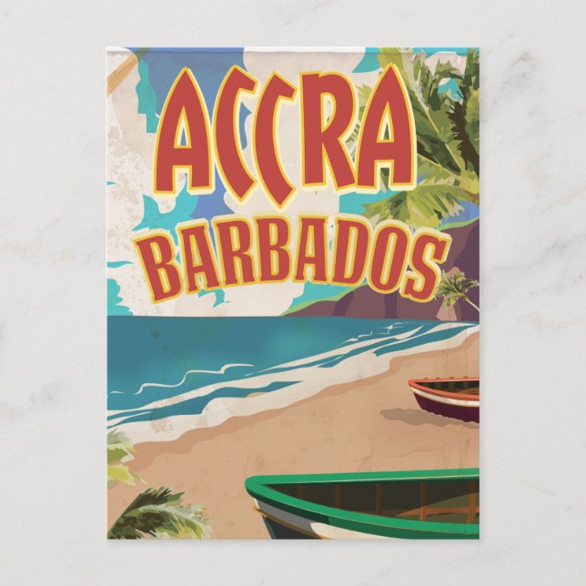 Accra Barbados travel poster Postcard (Front)