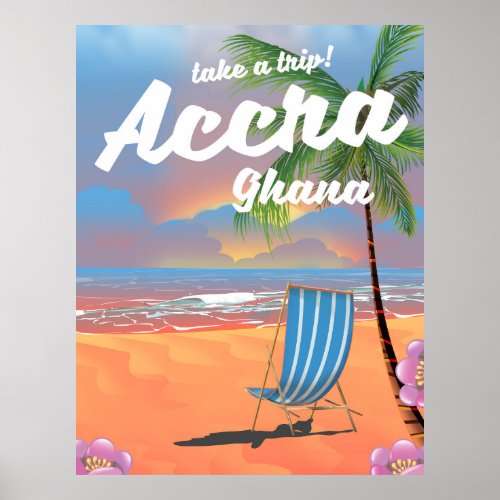 Accra Ghana beach travel poster