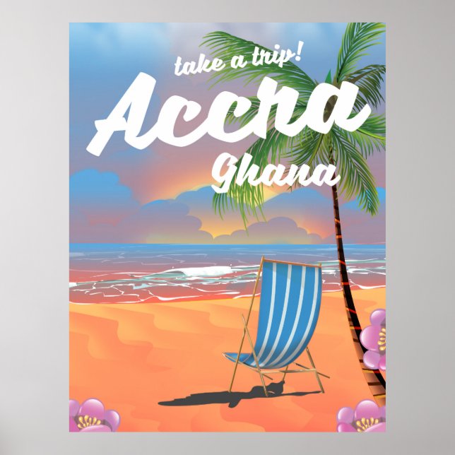 Accra Ghana beach travel poster (Front)