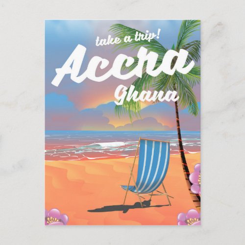Accra Ghana beach travel poster Postcard