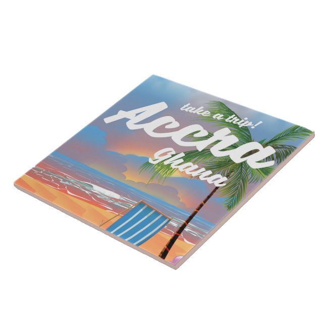 Accra Ghana beach travel poster Tile (Side)