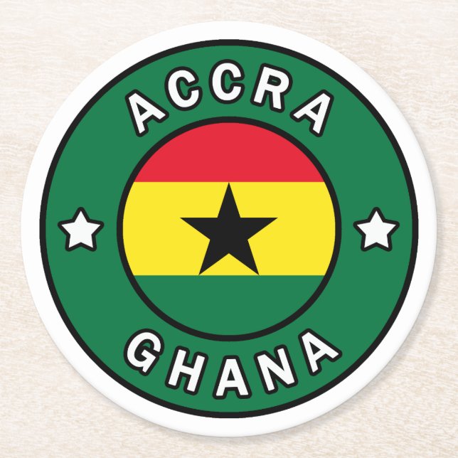 Accra Ghana Round Paper Coaster (Front)