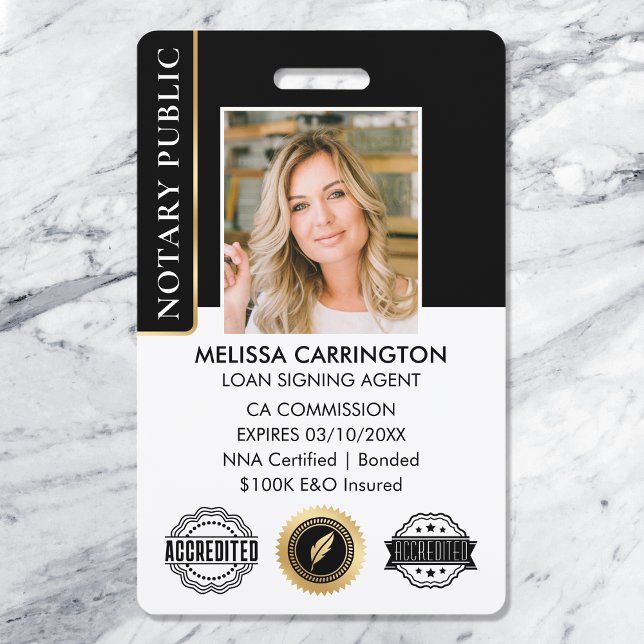 Accreditation Notary Public Photo QR Black Gold Badge (Creator Uploaded)