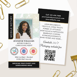 Accreditation Notary Public Photo QR Code Black Business Card