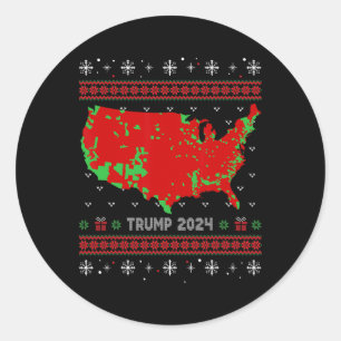 Accurate Map Of 2024 Election Results Ugly Sweater Classic Round Sticker