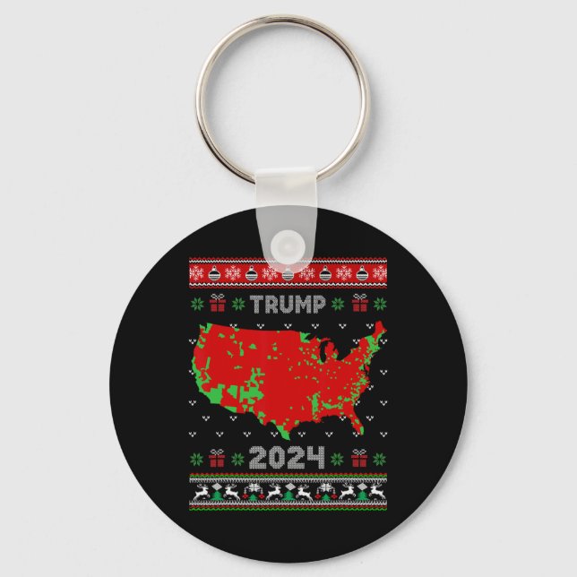 Accurate Map Of 2024 Election Results Ugly Sweater Keychain (Front)