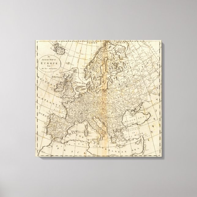 Accurate Map of Europe Canvas Print (Front)