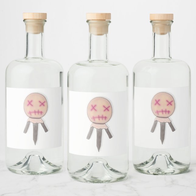 Accursed voodoo doll liquor bottle label (Bottles)