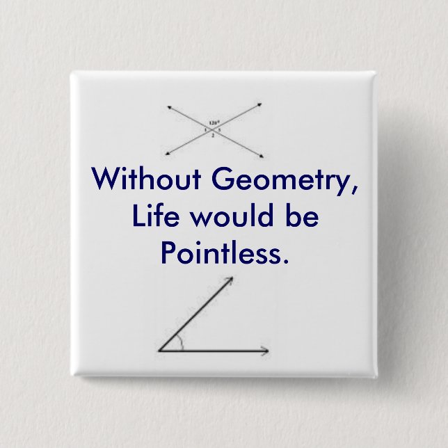 accute angle, angles, Without Geometry, Life wo... Pinback Button (Front)