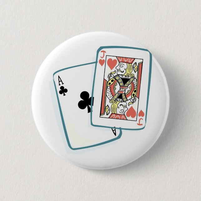Ace and Jack Poker Cards Pinback Button (Front)