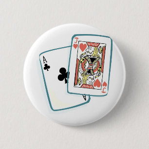 Ace and Jack Poker Cards Pinback Button