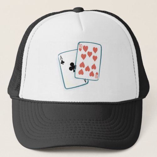 Ace and Ten of Hearts Playing Cards Trucker Hat