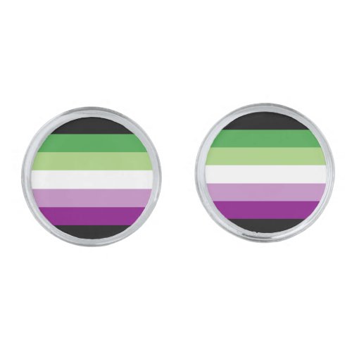 Ace Aro Asexual Aromantic Purple Green Pride Flag Cufflinks