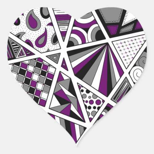 Ace Asexual Pride Zen Doodle Heart Sticker
