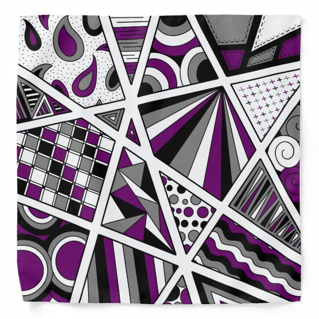 Ace Asexual Pride Zen Doodle Modern Abstract Purpl Bandana (Front)
