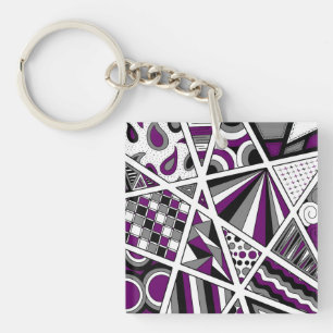 Ace Asexual Pride Zen Doodle Modern Abstract Purpl Keychain