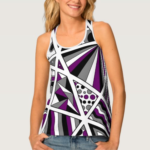 Ace Asexual Pride Zen Doodle Modern Abstract Purpl Tank Top
