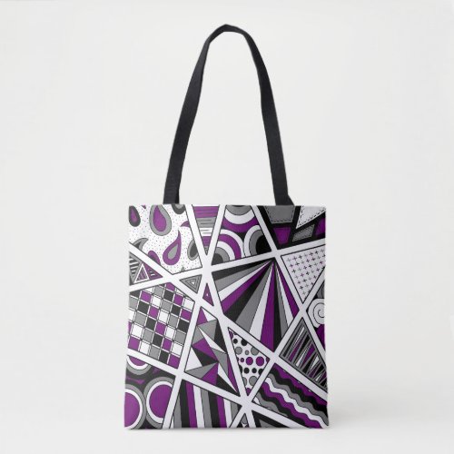 Ace Asexual Pride Zen Doodle Modern Abstract Purpl Tote Bag